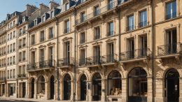 Facades d'immeubles anciens renovees dans une rue de centre-ville historique francais