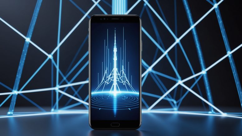 Illustration d'un smartphone connecté à un réseau 5G